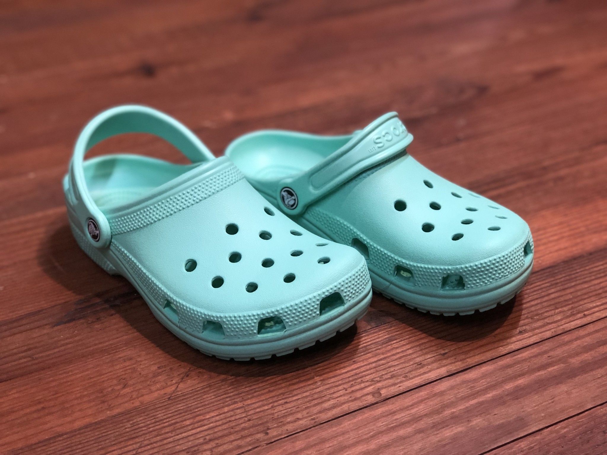 mint blue crocs