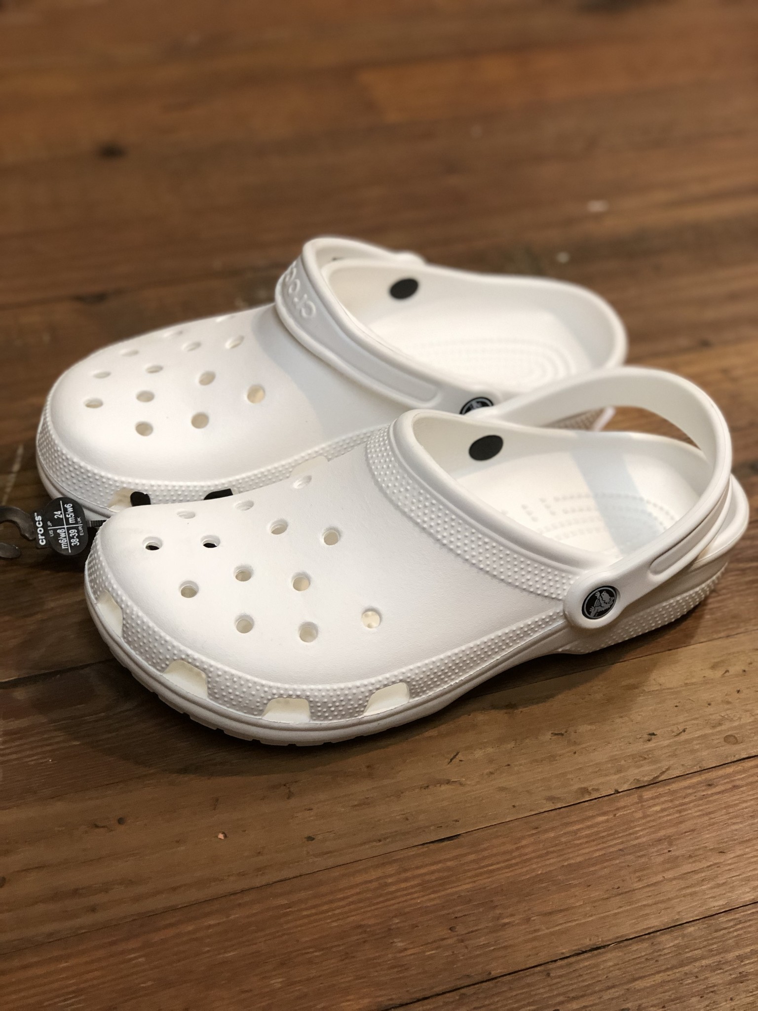 white classic clog crocs