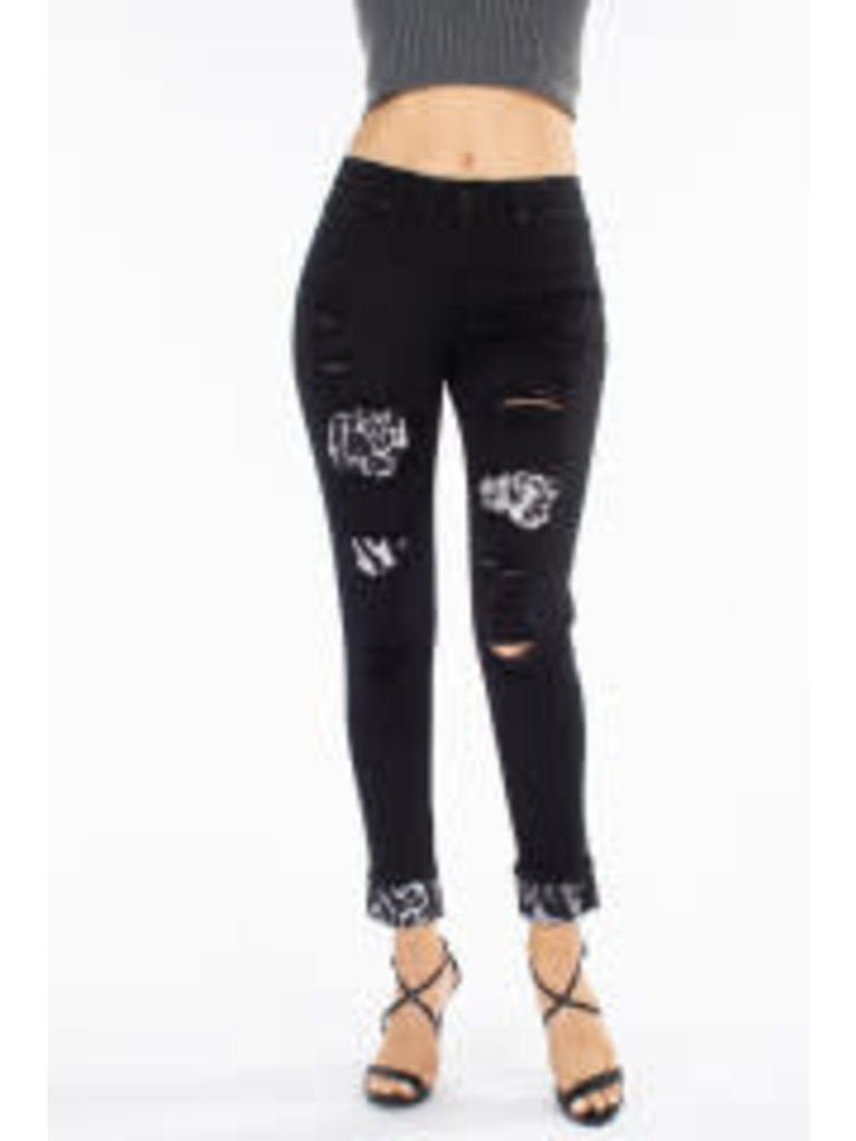 Kancan Kancan Mid-Rise Super Skinny with Leopard Patch