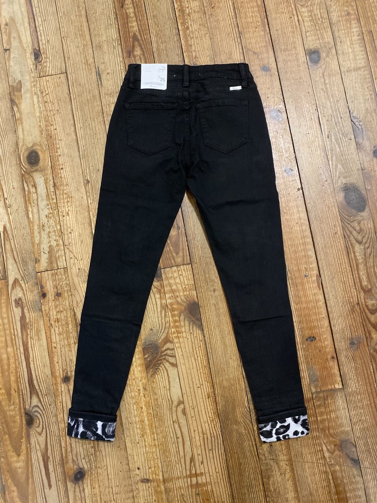 Kancan Kancan Mid-Rise Super Skinny with Leopard Patch