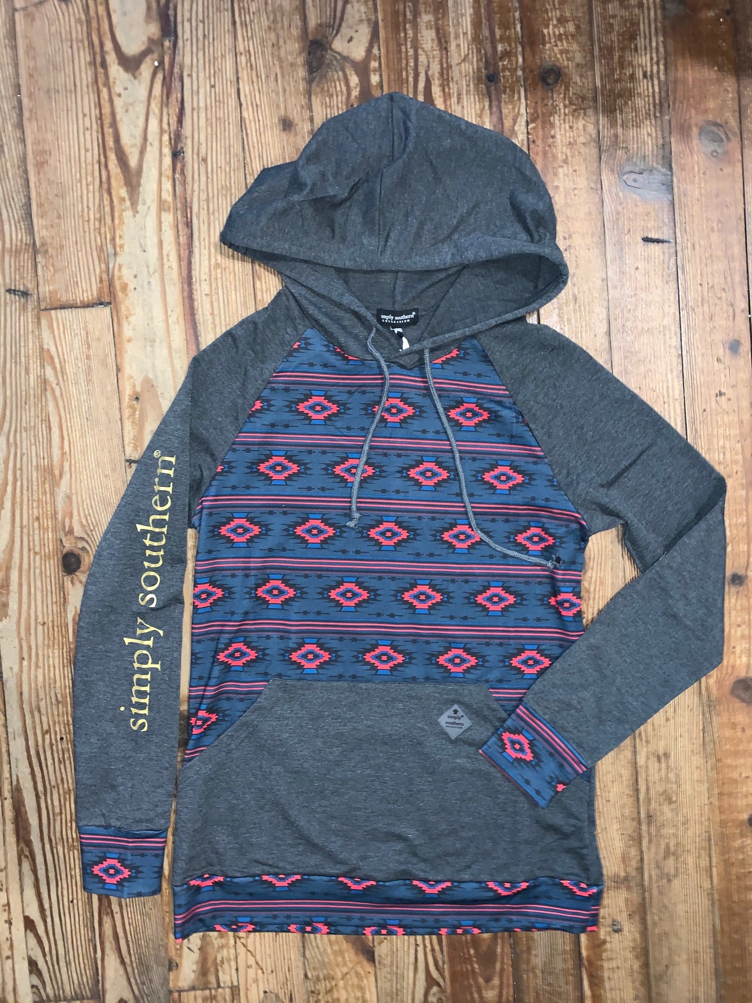 blue aztec hoodie