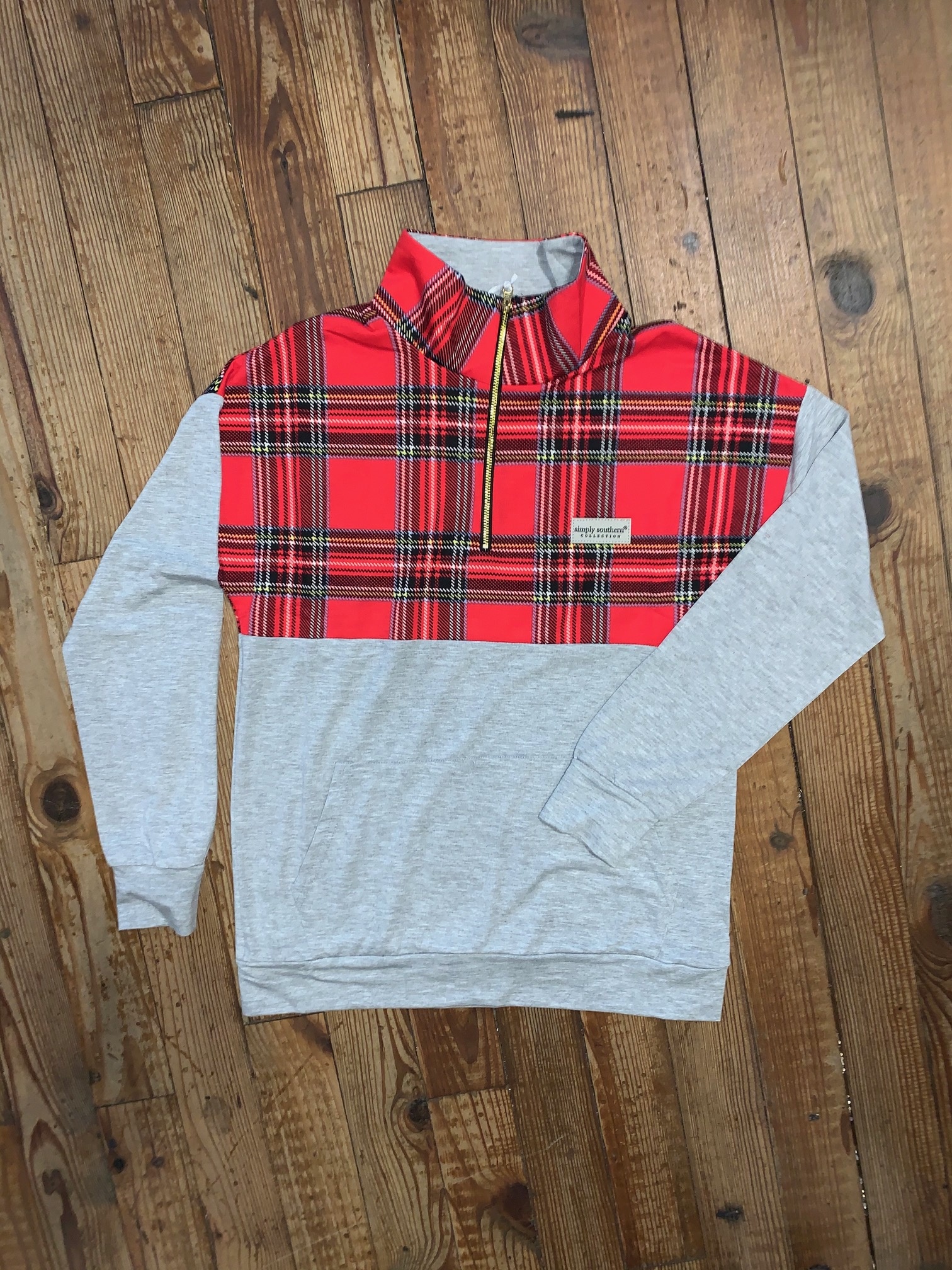 plaid quarter zip pullover