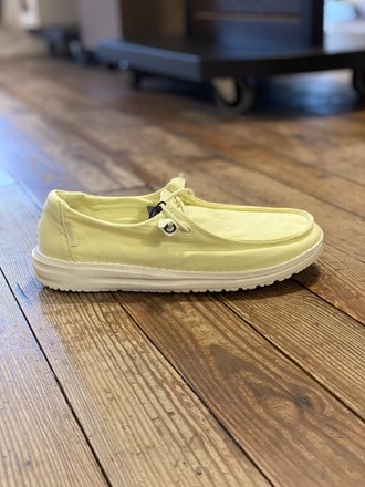 green and yellow hey dude shoes
