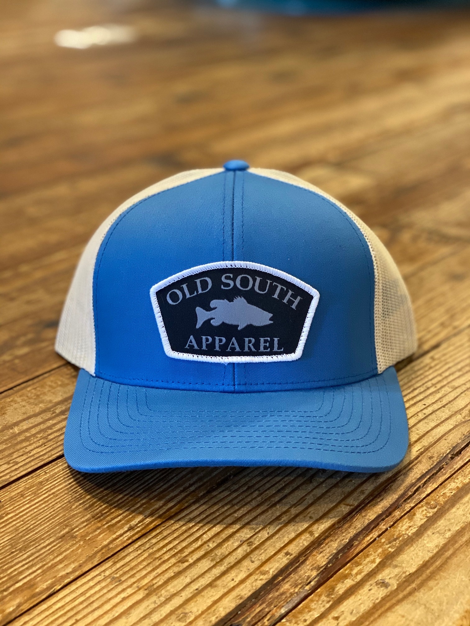 Old South Old South Broken Line Trucker Hat Ocean Blue and Beige Mess