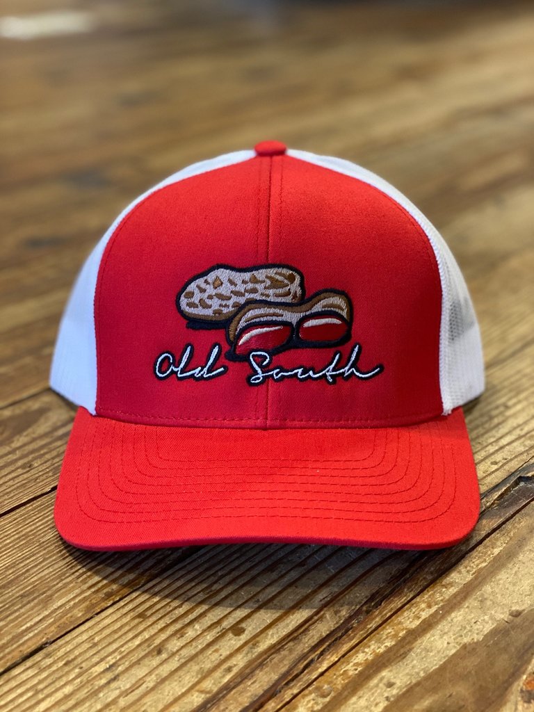 Old South Old South Peanut Pile Trucker Hat Red and White Mesh