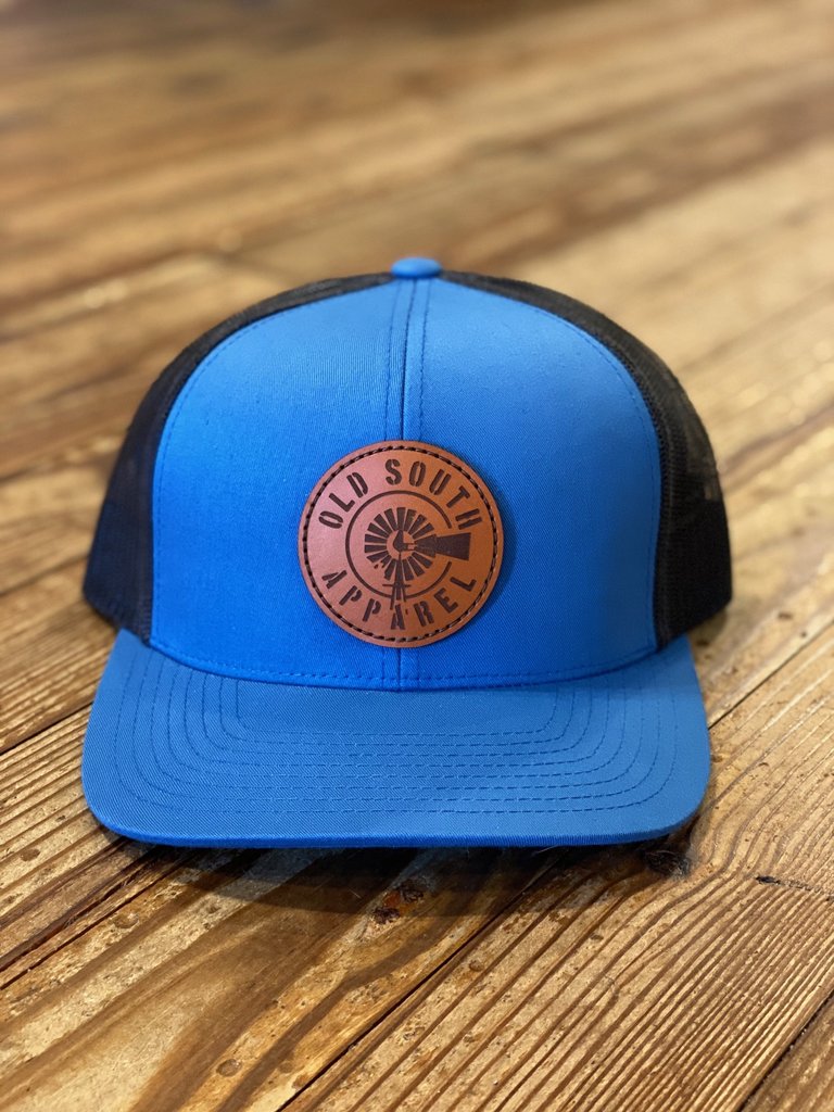 Old South Old South Windmill Leather Patch Trucker Hat Ocean Blue and Graphite Mesh