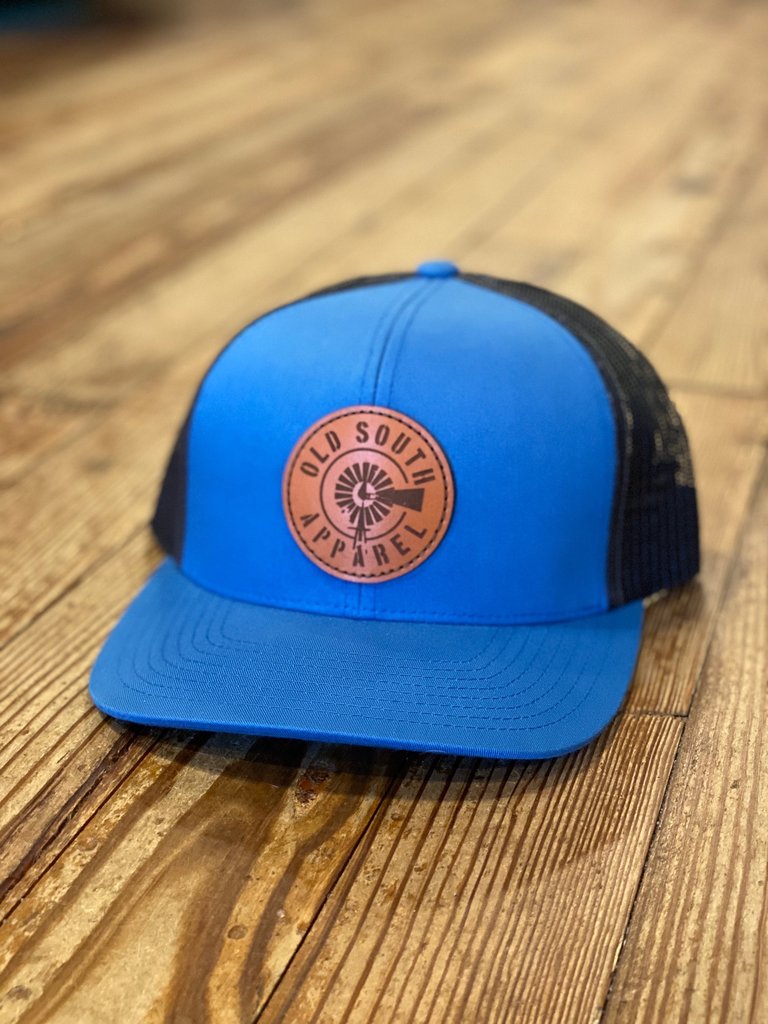 Old South Old South Windmill Leather Patch Trucker Hat Ocean Blue and Graphite Mesh