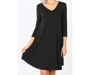 black dress quarter sleeve