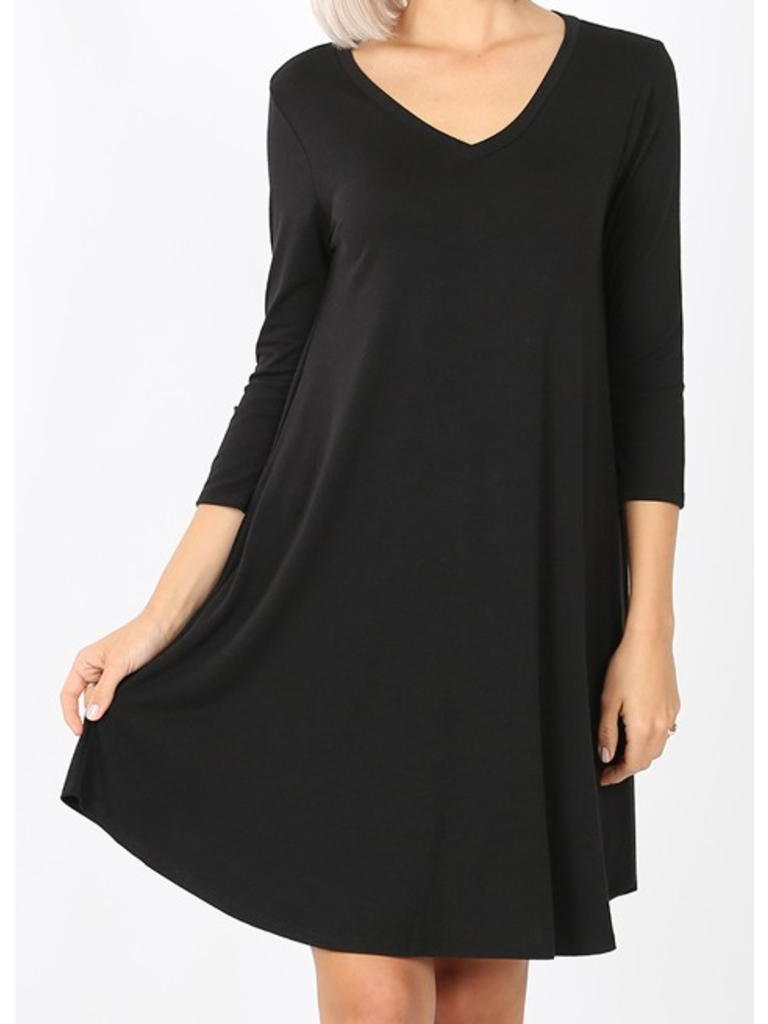 black quarter sleeve dress