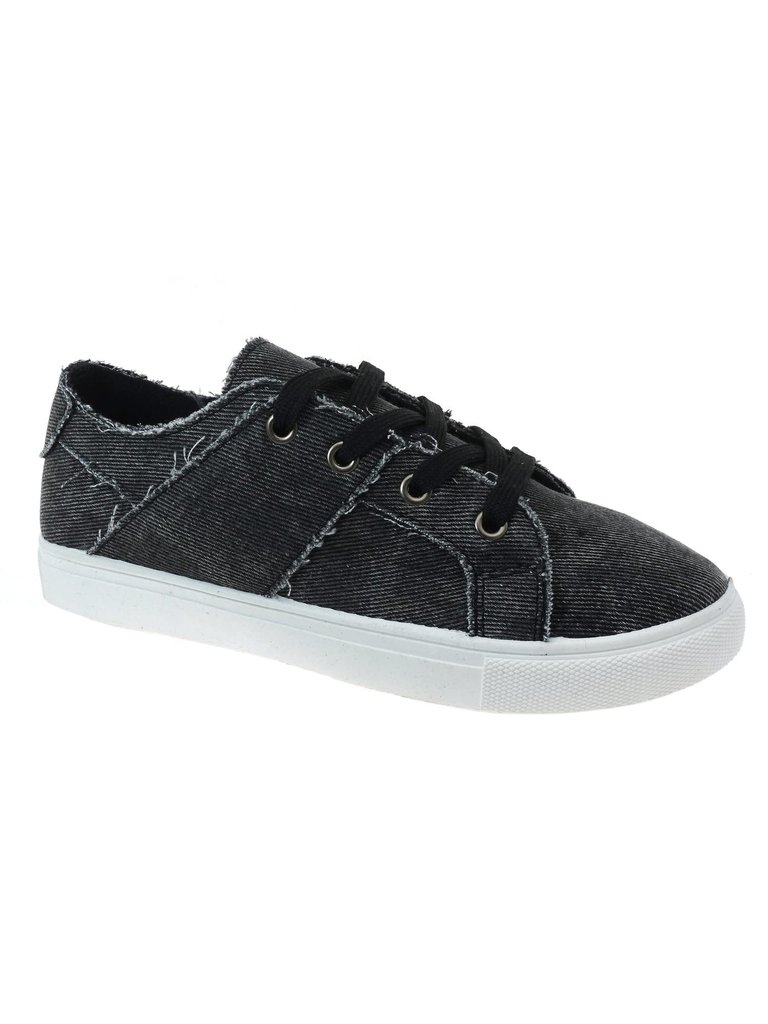 Outwoods Outwoods Black Washed Denim Canvas Tie Sneaker Fast 9