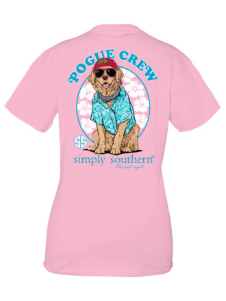 Simply Southern Simply Southern Pogue Crew Dog in Beach Wear Short Sleeve Pink T-shirt Simply Southern Simply Southern Pogue Crew Dog in Beach Wear Short Sleeve Pink T-shirt