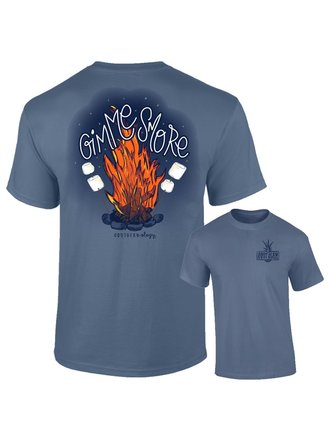 Southernology Gimme Smore Firepit Denim Comfort Color T-Shirt Southernology Gimme Smore Firepit Denim Comfort Color T-Shirt