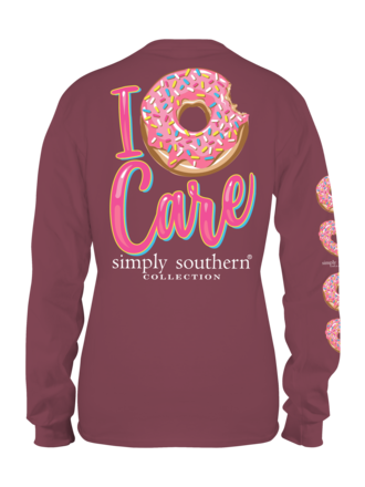 Simply Southern I Donut Care Maroon Long Sleeve T-Shirt Simply Southern I Donut Care Maroon Long Sleeve T-Shirt