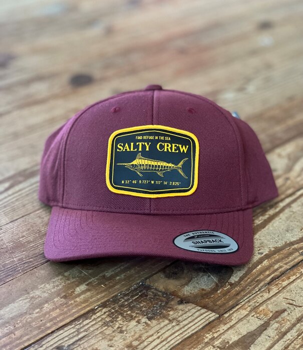 Salty Crew Stealth 6 Panel Hat  Burgundy