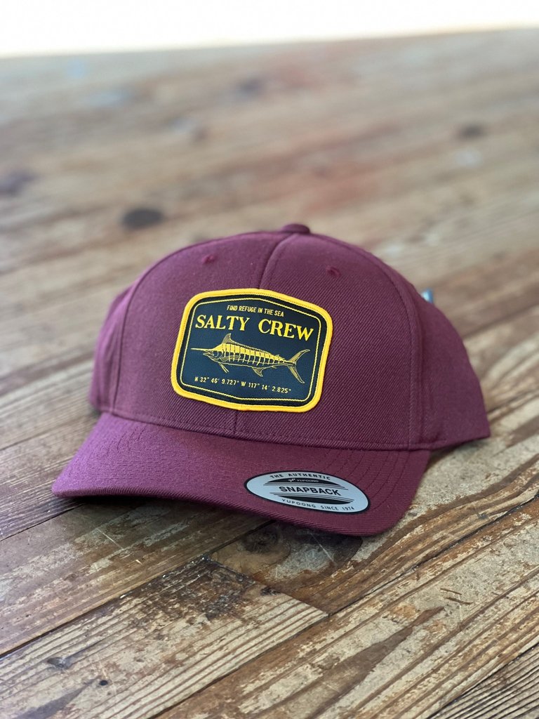 Salty Crew Stealth 6 Panel Hat  Burgundy