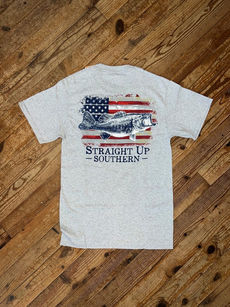 Straight Up Southern Bass America S/S Tee Sport Grey