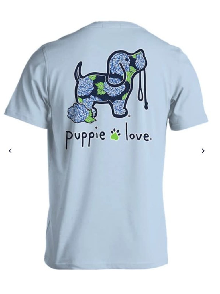 Puppie Love Puppie Love Hydrangea Pup Tee Lt Blue
