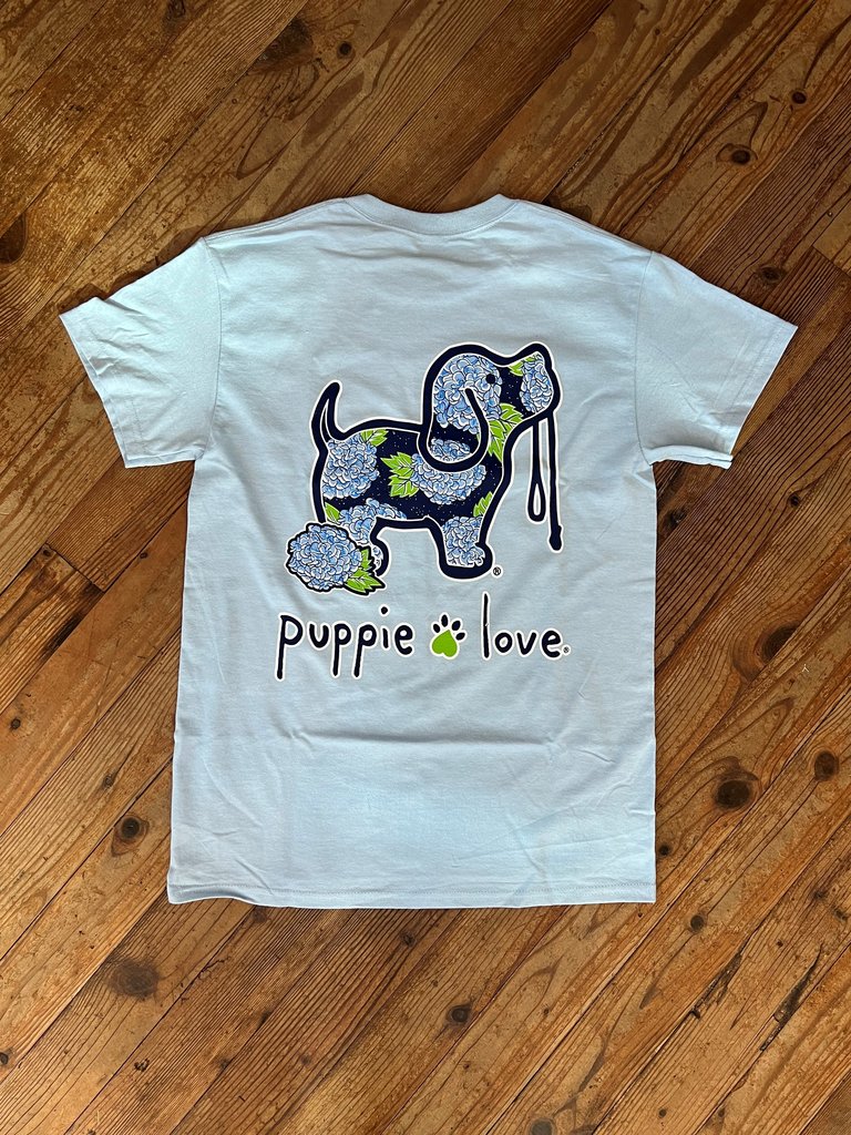 Puppie Love Puppie Love Hydrangea Pup Tee Lt Blue