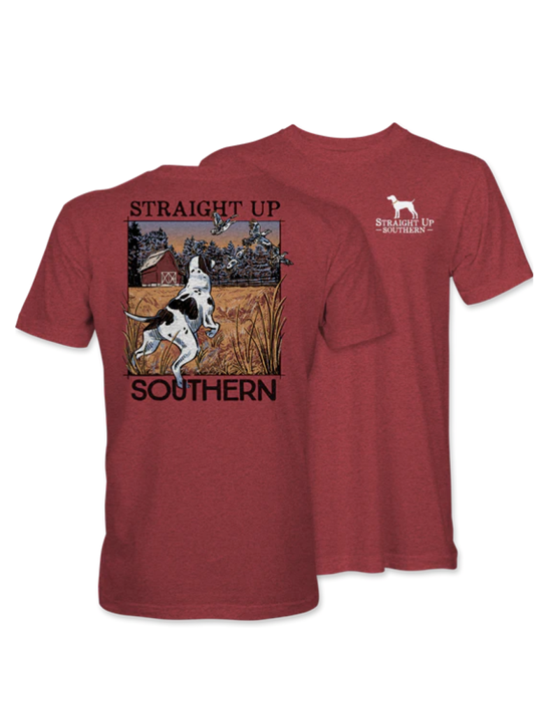 Straight Up Southern Youth Pointer and Birds S/S Tee Heather Red