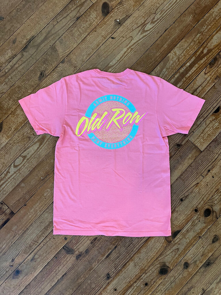 Old Row Circle Logo Pocket Tee Pink/LT Blue/Yellow