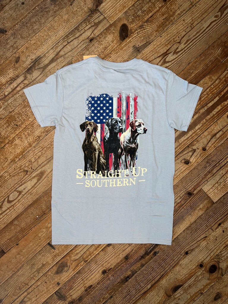 Straight Up Southern Three Dogs America S/S Tee Gravel