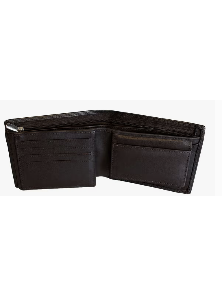 Arrigo Leather Wallet with Large Zipper Pocket