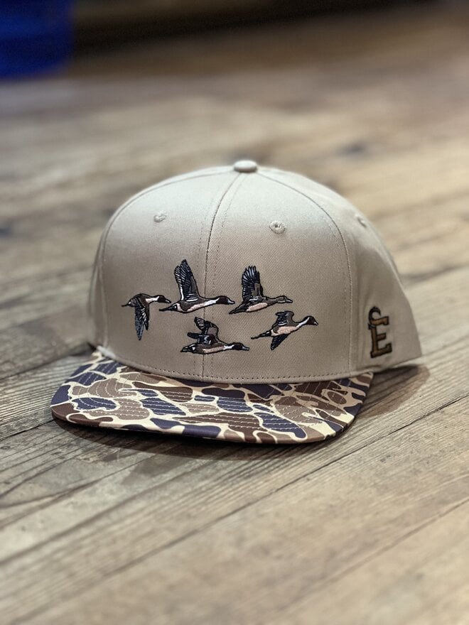Old School Marsh Camo Rope Hat - Wood Duck Logo - Leather Patch Hats - Duck  Camo Hat