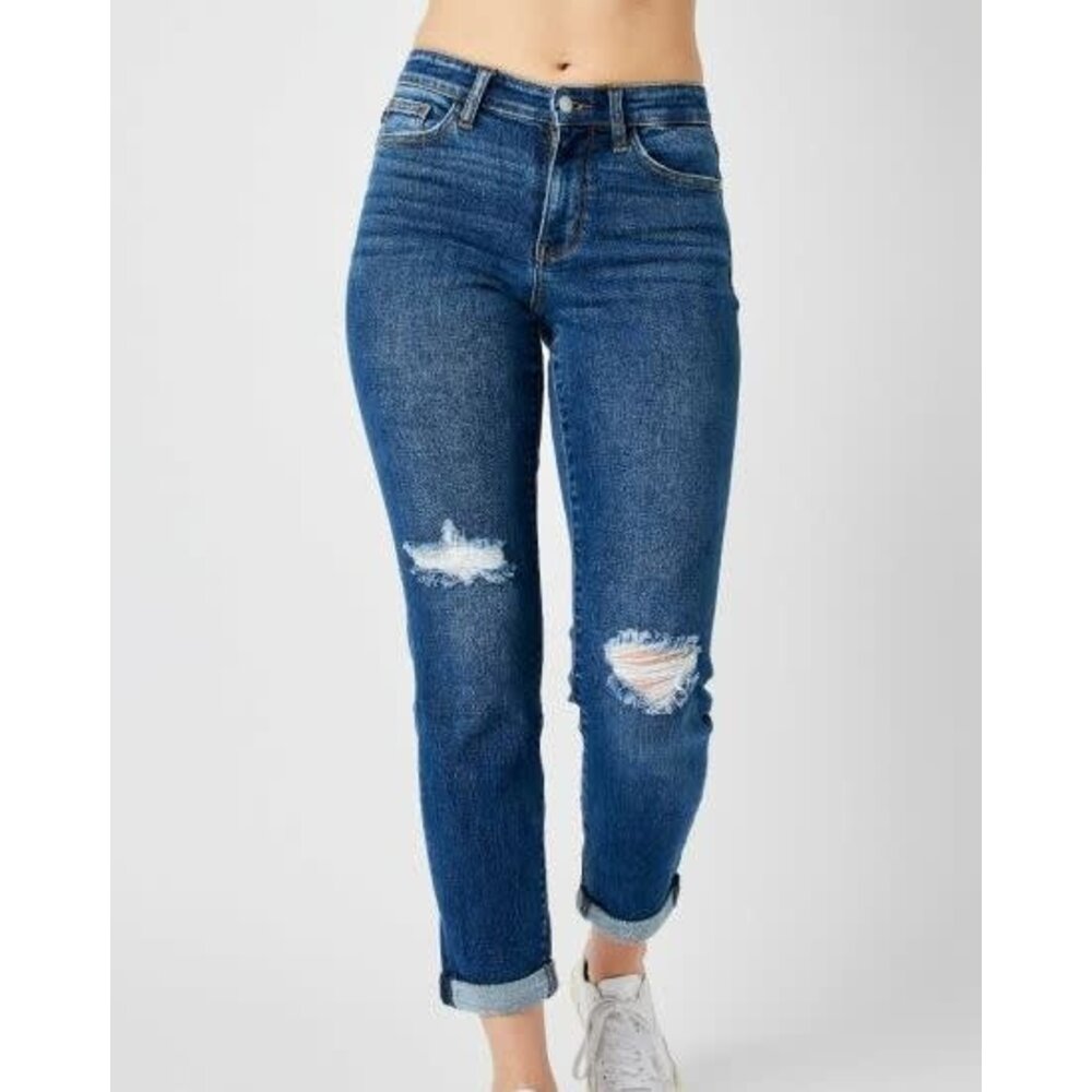 Judy Blue Full Size Mid Rise Destroy And Cuff Skinny Jeans For Curvy Women Perfect Everyday Style And Comfort