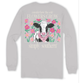 Simply Southern L/S Tee Cow Whitewater