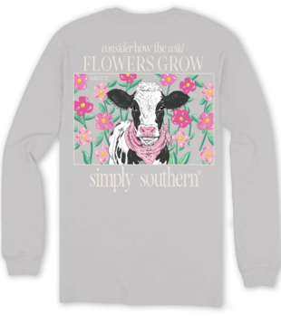 Simply Southern L/S Tee Cow Whitewater