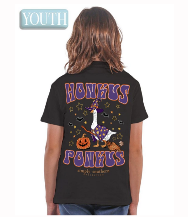 Simply Southern Youth Goose Witch S/S Tee Black