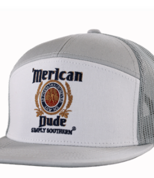 Simply Southern American Dude Lt Grey 7 Panel Hat