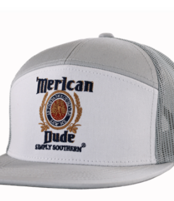 Simply Southern Simply Southern American Dude Lt Grey 7 Panel Hat