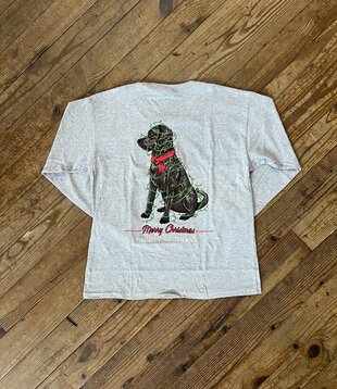 Youth Merry Christmas Lab L/S Tee Sport Grey