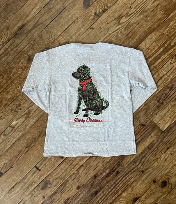 Simply Southern Youth Merry Christmas Lab L/S Tee Sport Grey