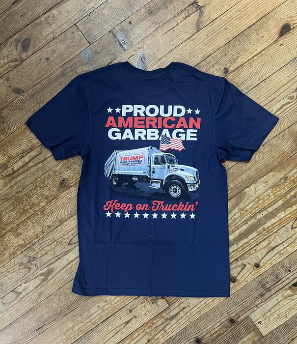Proud American Garbage Trump Truck Navy Tee