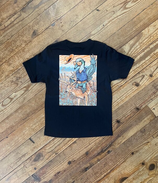 Combat Waterfowl Youth Buckin' Cotton Black Tee