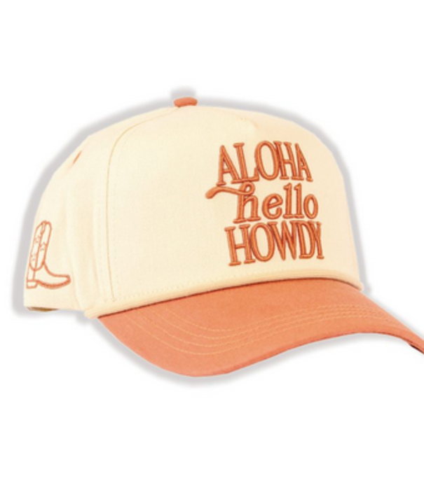 Simply Southern Women's Aloha Embroidered Peach Rope Hat