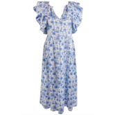 Simply Southern Ruffle Sleeve Maxi Dress Blue Buds