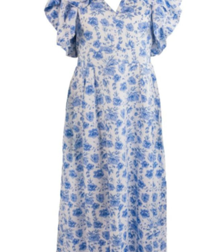 Simply Southern Ruffle Sleeve Maxi Dress Blue Buds