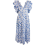 Simply Southern Ruffle Sleeve Maxi Dress Blue Buds
