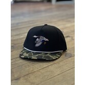 Flying Mallard Hen Black Old School Camo Bill Rope PGS Hat