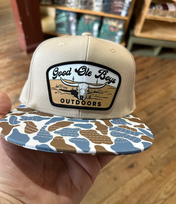 Good Ole Boys GOB Cattle Skull Patch Hat  Beige/Blue Old School