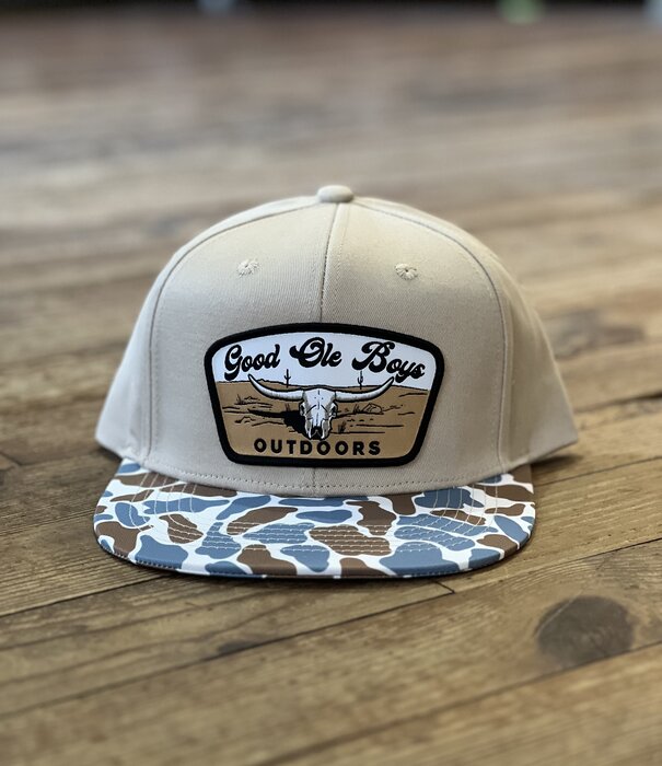 Good Ole Boys GOB Cattle Skull Patch Hat  Beige/Blue Old School