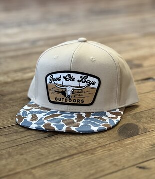 GOB Cattle Skull Patch Hat  Beige/Blue Old School