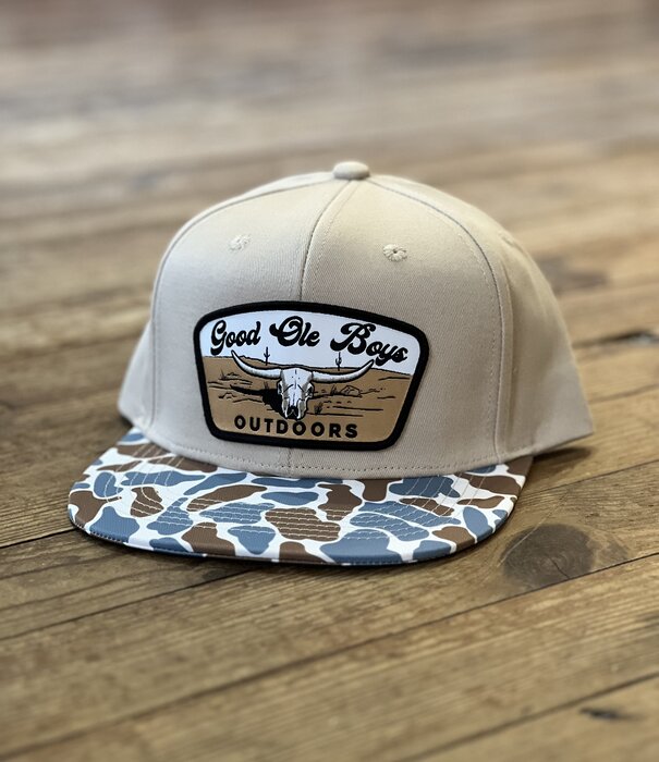 Good Ole Boys GOB Cattle Skull Patch Hat  Beige/Blue Old School