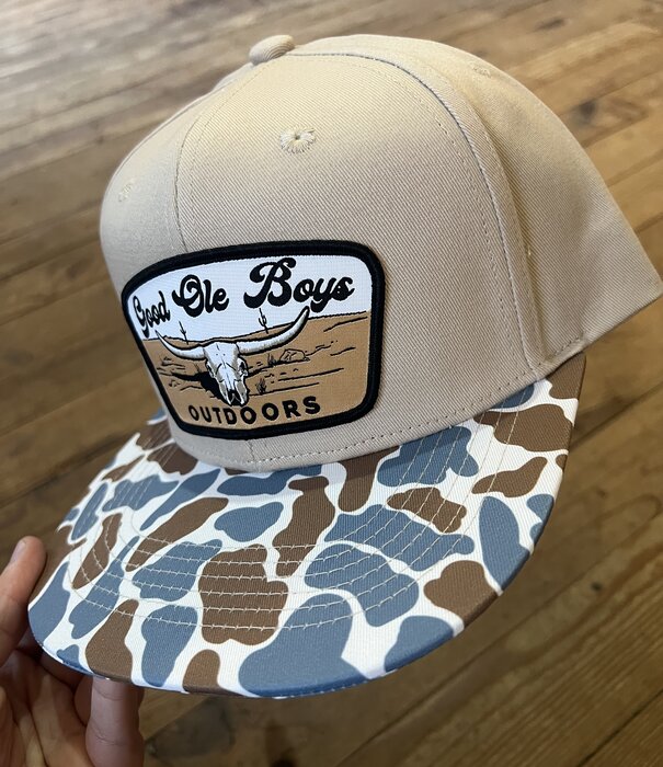 Good Ole Boys GOB Cattle Skull Patch Hat  Beige/Blue Old School