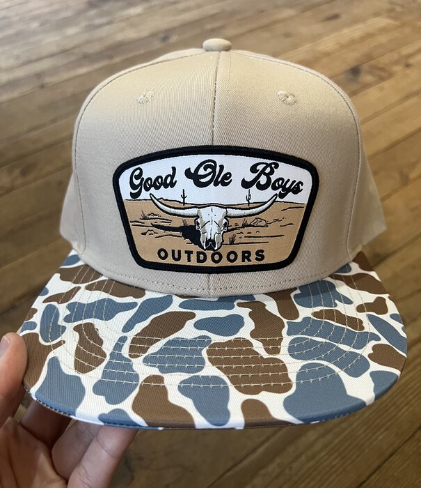 Good Ole Boys GOB Cattle Skull Patch Hat  Beige/Blue Old School