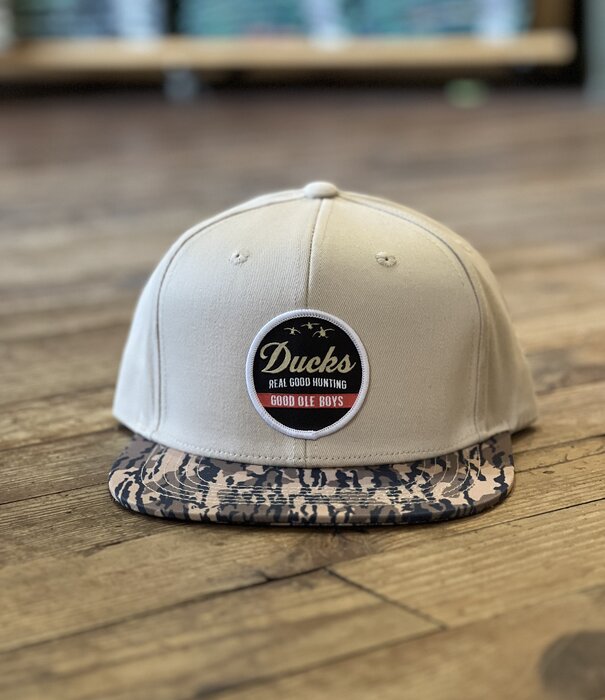 Good Ole Boys GOB Ducks Real Good Hunt Woven Patch Hat Beige/Bottomland