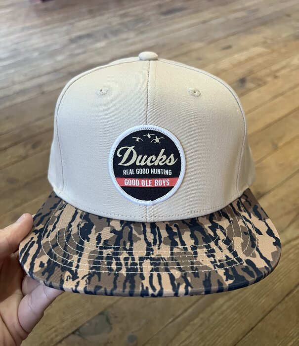 Good Ole Boys GOB Ducks Real Good Hunt Woven Patch Hat Beige/Bottomland